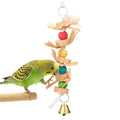 Hypeety Parrot Pet Bird Chew Bird Toys Parakeet Toys Wooden Straw with Bell Cage Swing Toys Bird Cage Hanging Accessory - color: Wooden Straw