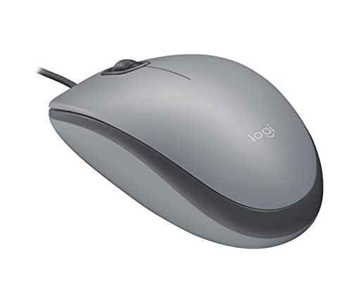 Logitech M110 Wired USB Mouse, Silent Buttons, Comfortable Full-Size Use Design, Ambidextrous PC/Mac/Laptop - Grey - color: Grey