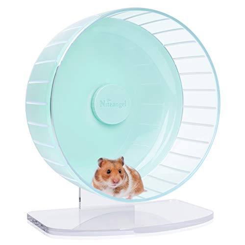Niteangel Super-Silent Hamster Exercise Wheels: Quiet 11 inch Running Wheel | Can 11.6-15.4" Adjustable Height - No Bend Back Spinner Running for Dwarf Syrian Hamster Gerbils Mice Or Other Small Animal - color: Mint Green, size: Large