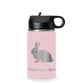 LaserGram Personalized 12oz Water Bottle, Rabbit (Pink) | Engraved Gift, Vacuum Insulated Stainless Steel, Flip-Top Straw Lid, Laser Engraved With Your Name - color: Pink, size: 12 Ounces