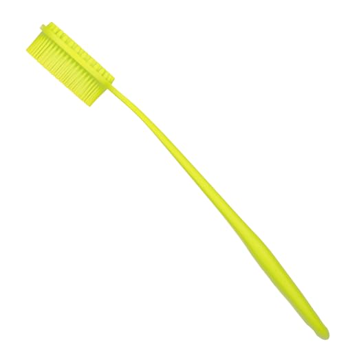 DNC Silicone Back Scrubber for Shower Soft Bath Body Brush with Long Handle (Green) - color: Green