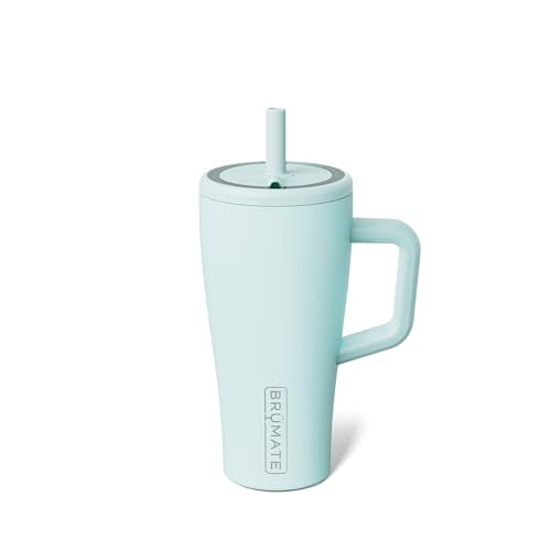 BrüMate Era 20 oz Tumbler with Handle and Straw | 100% Leakproof Insulated Tumbler with Lid and Straw | Made of Stainless Steel | Cup Holder Friendly Base | 20oz (Blue Agave) - color: Blue Agave, size: 20oz