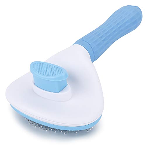Depets Self Cleaning Slicker Brush, Dog Cat Bunny Pet Grooming Shedding Brush - Easy to Remove Loose Undercoat, Pet Massaging Tool Suitable for Pets with Long or Short Hair - color: Blue