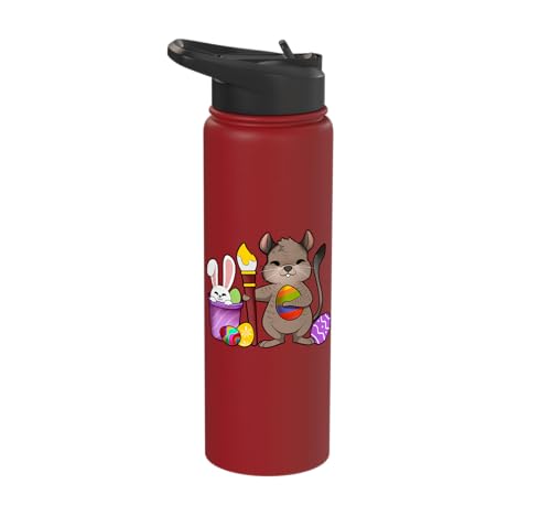 Cute degu painting Easter eggs Stainless Steel Insulated Water Bottle - color: Red