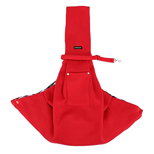 Leconpet Dog Sling Carrier Shoulder Bag for Pets with Mobile Phone Pocket Safety Buckle Security Lock, Suitable for Puppy, Small Dogs, and Cats for Outdoor Travel (Red)