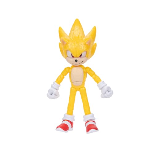 Sonic The Hedgehog 3 Movie Action Figures - 5-Inch Super Sonic The Hedgehog Collector Toy Figure, Highly Articulated for Boys & Girls - Officially Licensed 3 Movie Product | Sonic The Hedgehog Movie 5 Inch Action Figure Wave 2 - Super Sonic - color: Super