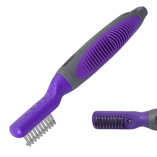 Hertzko Cat and Dog Dematting Tools Single Sided Dog and Cat Dematting Comb - for All Pets - Effortlessly Removes Tangles, Mats, and Loose Fur - Safe, Easy Grooming for Cats and Dog - Large - size: 10 Teeth