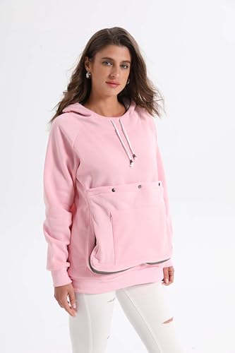 Pet Cat Dog Pouch Hoodie Small Animal Carrier – Kitten Puppy Pouch Sweatshirt Holder Fleece Unisex Hoodies Pink - color: Pink, size: X-Large