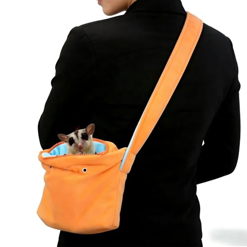Meow&Woof Small Pet Bonding Pouch & Carrier Sling - Adjustable Strap, Travel Sleep Bag for Sugar Gliders, Ferrets, Rats, Hedgehogs, Hamsters - Outdoor Orange