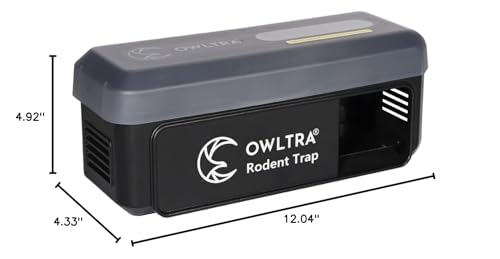 OWLTRA 1 Pack OW-7 in-/Outdoor Electric Rodent Trap, Instant Eliminate Rodent Zapper with Waterproof Cover, Sound & Light Alarm, and Batteries or USB Power Source, Waterproof Grade IPX4, Black - size: 1 Pack, style: Outdoor/Indoor Electric Rodent Trap