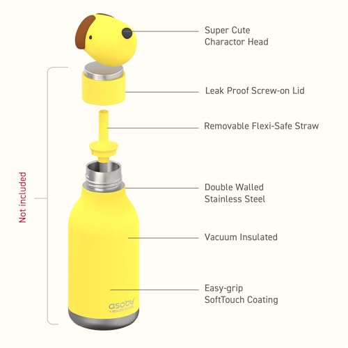 Bestie Replacement Head, Detachable Soft Silicone Character Topper, Straw | Fits the 16 oz Insulated Bottle, Easy to Swap & Clean, BPA Free - color: Dog Replacement Head