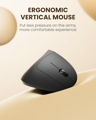 POJTK Wireless Rechargeable Ergonomic Mouse, Bluetooth+USB A+Type C(3 in 1) Connection, Up to 4800 DPI, 6 Silent Buttons, 2.4GHz Carpal Tunnel Vertical Mice, for Desktop,Laptop,MacBook-Black-Upgraded