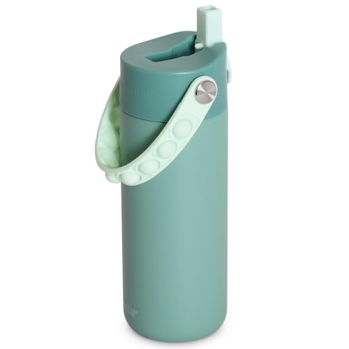 Elemental Insulated Kids Water Bottle, Stainless Steel Water Bottle with Straw Lid & Pop-It Handle, Leak-Proof Water Bottles for School, Boys or Girls, Travelling and Sports, 18oz - Sage - color: Sage