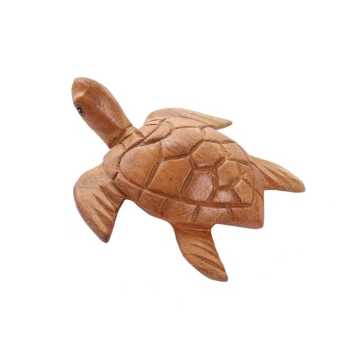 Hand Carved Wooden Sea Turtle Figurine, Handmade Sea Turtle Statue, Coastal Beach House Decor, Wooden Marine Animal Sculpture, Gift for Turtle Lovers (Natural Color Sea Turtle) - color: Natural Color Sea Turtle