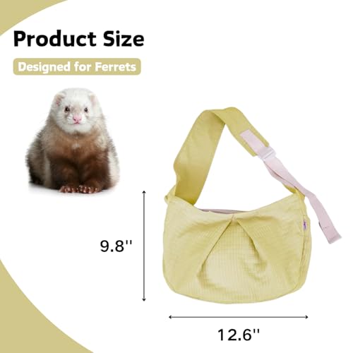 Ferret Sling Carrier - Pet Carrying Bag with Adjustable Strap Hands Free Shoulder Bag Crossbody Travel Slings Soft Small Animal Bonding Pouch Front Backpack for Ferret Rabbit Puppy Kitten (Yellow) - color: Yellow