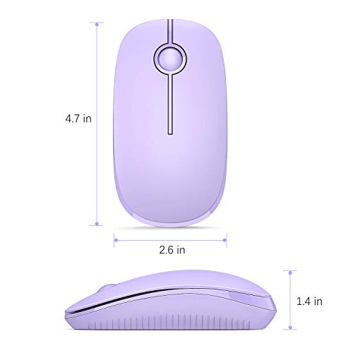 VssoPlor Wireless Mouse, 2.4G Slim Computer Laptop Mouse, Light Purple | Portable Mouse, Plug & Play USB Nano Receiver, Quiet Silent Optical Mice for Notebook, PC, Laptop, Computer, Windows, Mac - color: Light Purple