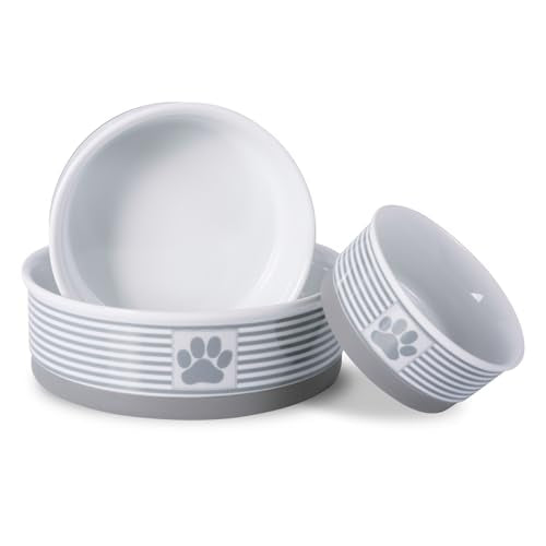 Bone Dry Paw & Patch Ceramic Pet Collection, Large Bowl, 7.5x2.4", Gray - color: Gray, size: Single Bowl, Large 7.5x2.4"