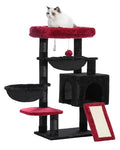 Hey-brother Cat Tree Tower With Large Bed, Hammocks, Scratcher, MPJ006SBR - color: Black and Red, size: 35.4 inch