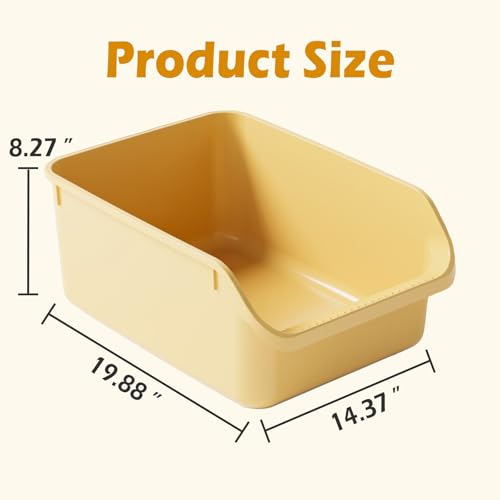 SpaceTime Large Cat Litter Box with High Sides,Cat Boxes for Indoor Cats,Cat Litter Pan for Kitty,Litter Box with Low Entry,Easy to Clean,Anti-Splashing(Cream White) - color: Cream White