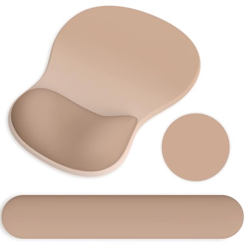 Ergonomic Mouse Pad with Wrist Rest and Keyboard Wrist Rest, Gel Mousepad | Wrist Rest for Computer Keyboard, Pain Relief, Non-Slip PU Base, Mouse Pad with Wrist Support for Gaming, Office, Brown - color: Mocha Sand