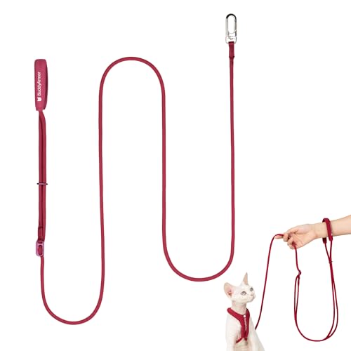 Hands Free Cat Leash Lightweight 4.1-7.2FT Adjustable Durable Rope Leash with Padded Handle, Versatile Crossbody Waist Lead for Cats Puppy ≤26lbs Outdoor Walking (Burgundy, S) - color: Burgundy