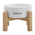 5'' Adjustable Elevated Ceramic Cat Bowl | Premium Food-safe Ceramic with Anti-slip Wood Stand,Dishwasher Safe,Ergonomic Height Relieves Neck Strain,White - color: White, size: 5 in