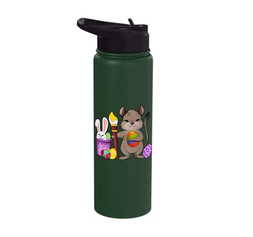 Cute degu painting Easter eggs Stainless Steel Insulated Water Bottle - color: Dark Green