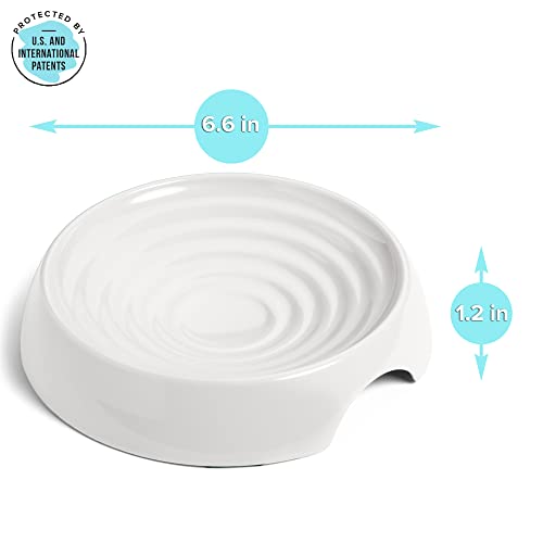 CatGuru Cat Bowls, Whisker Friendly Food Bowl for Indoor Cats, Reliefs Whisker Fatigue, Wide Kitten Dish, Non Slip Pet Dishes, Shallow Pet Plates (Marshmallow, (Pack of 2)) - color: Marshmallow, size: Dish - Set of Two