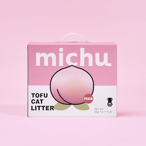 Michu Tofu Cat Litter Gen3 – 100% Natural & Biodegradable Clumping Formula, Fast-Clumping, Odor-Control, Flushable, Low-Tracking, Dust-Free – Value Box, 1 Box=11 lb, Peach - size: 1 Box=11 Lb