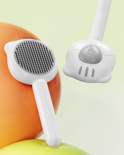 Dog Brush for Shedding, Gentle Self Cleaning Pet Brush with Release Button for Cats and Dogs, Easy to Remove Loose Hair Daily Grooming Tool During Shedding Season - color: White Tiger