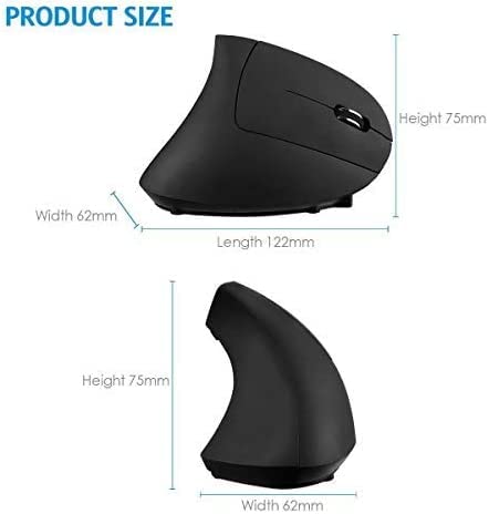 Ergonomic Mouse, High Precision Vertical Wireless Mouse, Rechargeable 2.4GHz Optical Vertical Mice, 3 Adjustable DPI 800/1200/1600 DPI, for Laptop, PC, Computer etc, Specially for Right-handers - color: Black - Right hand - rechargeable