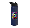 Colorful Pop Art Sugar Glider Sugar Gliders Stainless Steel Insulated Water Bottle - color: Navy Blue