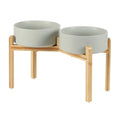 Havniva Dog Bowls Elevated, Ceramic Dog Food and Water Bowl Set | 8.3” Raised Dog Food Bowl, Elevated Dog Bowls with Bamboo Stand, Non-Slip Dog Water Bowl for Large Dog, Large Capacity - color: Matte Gray, size: 8.3" - 2 Bowls+Stand