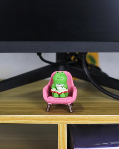 Mevodeata Cute Mini Frog Figurine with Small Sofa Resin Figure for Office Home Decor for Frog Lovers (Pink Sofa) - color: Book Frog-pink