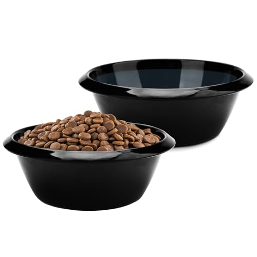 2PCS Cat Bowls Pet Feeding Dish 6.3 Inch, Wide Pet Bowl Pet Feeding Bowl for Indoor Cats, Replacement Food and Water Bowl, Wide Shallow Feeder Bowls for Kitten, Puppy, Rabbit (Black)