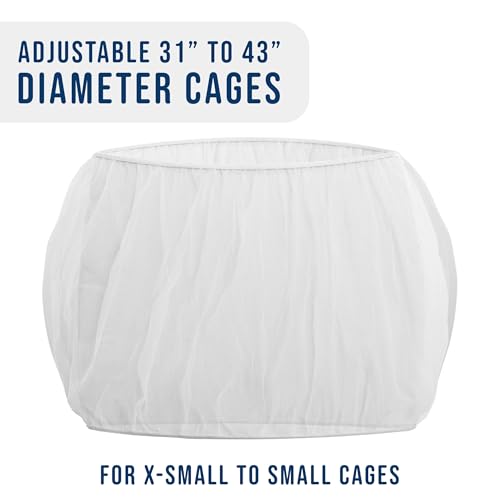 Universal Bird Cage Seed Catcher Universal Mesh Skirt Cover Stretchy Small Animal Cages Cover Pet Removable Durable Protector (White, Extra Small) - color: White, size: X-Small