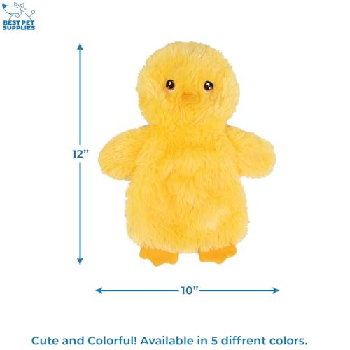 Best Pet Supplies Interactive Squeaky Dog Toy - Baby Chicken, Yellow | Stuffing Free Body, Soft, Squeaks & Crinkles, No Mess, Perfect for Moderate Chewers, Toss and Fetch Play - color: Crinkle Chicken (Yellow), size: Large