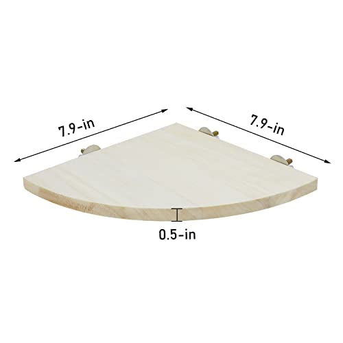 Wontee Bird Perch Stand 2 Pack Wooden Platform Corner Ledge for Budgies Cockatiels Conures African Greys Rats Gerbils Chinchillas Squirrels (L (7.9"x7.9")