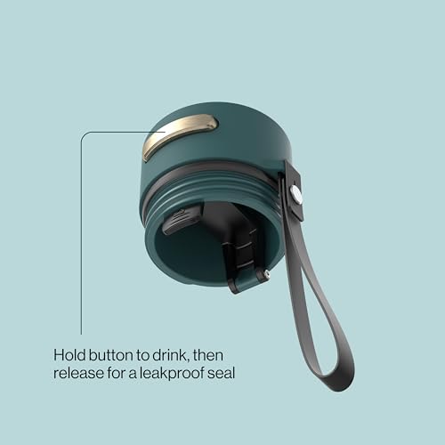 Contigo AutoSeal 16 oz Stainless Steel Vacuum-Insulated Water Bottle with Leakproof Push-Button Spout & Lock, Carry Strap, BPA-Free & Lead-Free, Dishwasher Safe - color: Mineral Teal Champagne, size: 16 Ounces