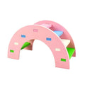 Hamster Toy Rainbow Bridge Seesaw - Small Pet Animals Wood Bridge Climb Playground Gift for Dwarf Syrian Hamsters Mice Rat (Pink) - color: Pink