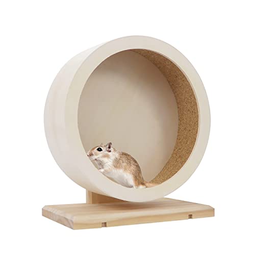 Small Pets Exercise Wheel Hamster Wooden Mute Running Spinner Wheel Play Toy for Rat Gerbil Mice Chinchillas Hedgehogs Guinea Pigs (M) - size: M
