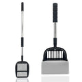 PINVNBY Cat Litter Scooper, Long Handle Litter Sifter Scoop with Litter Scoop Holder Stainless Steel Kitten Scooper Deep Kitty Litter Scooper with Box Metal Detachable Sifting Litter Shovel Set - color: Black