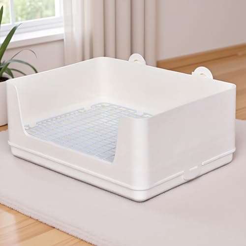 RUBYHOME Large Rabbit Litter Box Bunny Potty Training Corner Litter Pan with Deep Bottom Collection Tray, Small Animal Bedding Toilet for Adult Guinea Pig, Ferret