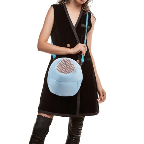 Hypeety Pet Carrier Bag Breathable Portable Travel Backpack for Guinea Pig | Breathable mesh pouch, hands-free sling outgoing bag, secure zipper, for hedgehog/hamsters/sugar glider/chinchilla, blue - color: Blue