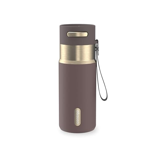 Contigo AutoSeal 16 oz Stainless Steel Vacuum-Insulated Water Bottle with Leakproof Push-Button Spout & Lock, Carry Strap, BPA-Free & Lead-Free, Dishwasher Safe - color: Terra Champagne, size: 16 Ounces