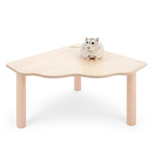 Niteangel Hamster Play Wooden Platform: Triangle - 9" L x 9" W - 6.3" H | Can Maximizes Cage Space & Enriches Pet environment for Dwarf Syrian Hamsters Gerbils Mice Degus or Other Small Pets - color: Burlywood, size: Triangle - 9'' L x 9'' W - 5.9'' Heigh
