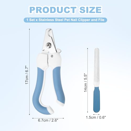 Pet Nail Clipper with Nail File, Pet Nails Clippers and Trimmer with Safety Guard, Professional Grooming Tool for Indoor Small Dog Cat Kitten, (Blue/White, 1 Set) - color: Blue/White
