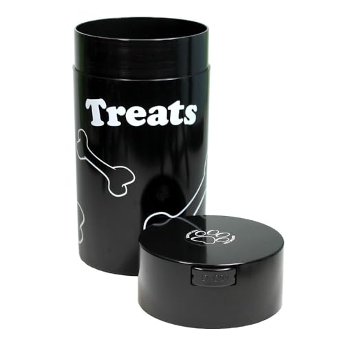 Pawvac 12 Ounce Vacuum Sealed Pet Food Storage Container, Black Treats - color: Black withTreats, size: TV4