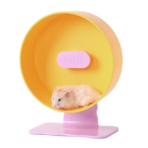 Quiet Hamster Wheel 10.2 Inch Dual-Bearings Silent Small Animals Running Exercise Wheel Height Adjustable for Syrian Hamsters, Gerbils, Rats, or Other Small Pets, Passionfruit Yellow - color: Passionfruit Yellow, size: 10.2inch