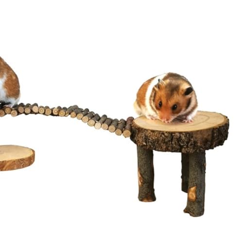 Wooden Hamster Platform Toy, Safe Wood Chinchilla Activity Playground Stand Ladder for Pet Guinea Pig Climbing Bridge Hamster Hideout